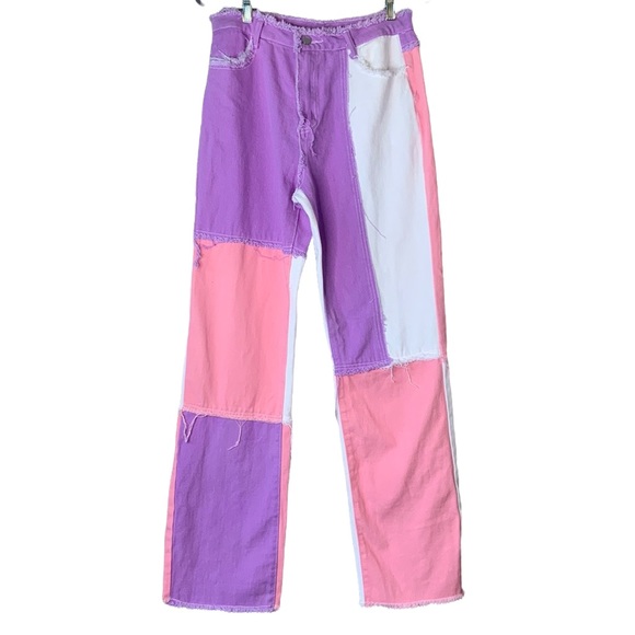 SHEIN Pants - SHEIN 90's High Waist Wide Leg Color Block Jeans
